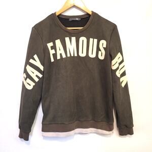 FAMOUS Fairyland Macma Greek Type Mastermind Graphic Y2K Sleeve Print Crewneck